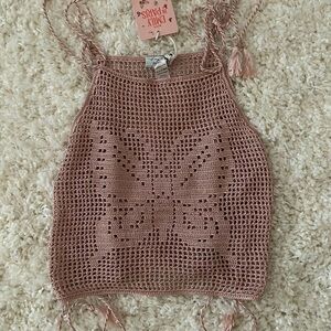 Emily in Paris My Beachy Side  Crochet Blush Butterfly Top